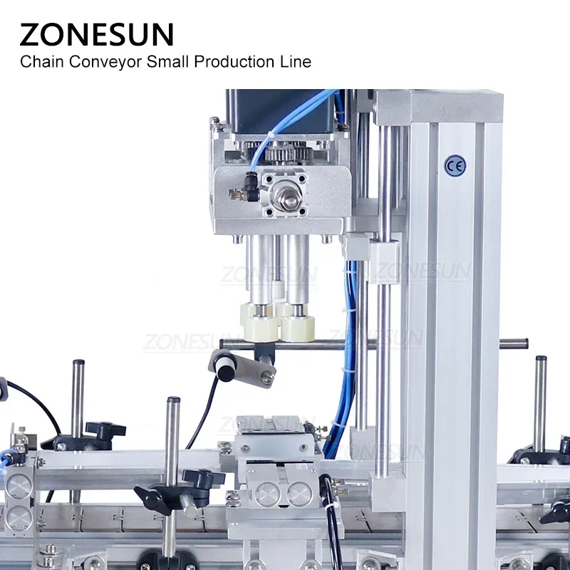 Zonesun pequena linha de produção automática pneumática suco gel garrafa enchimento tampando e máquina de rotulagem plana para cosméticos