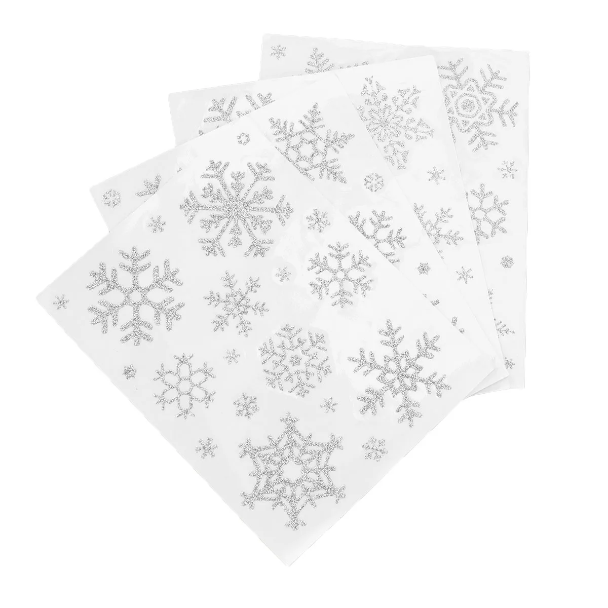

4pcs Window Decal Decor Christmas Snowflake Sticker Set For Home Store Diy Wall Art Festival Decoration Silver