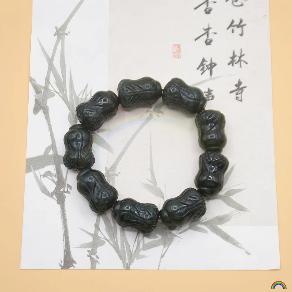 Natural Hotan Jade Green Jade Cabbage Double sided Carving Baicai Jade Bracelet Rwbuy Brand Design