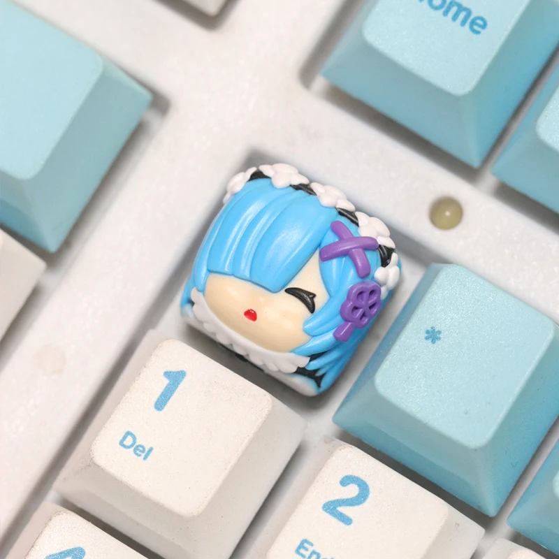 أغطية مفاتيح ريم رام إعادة: الحياة في عالم مختلف من الصفر أنيمي الطرفية لوحة المفاتيح الميكانيكية أغطية المفاتيح الراتنج مفاتيح شخصية لطيف #2