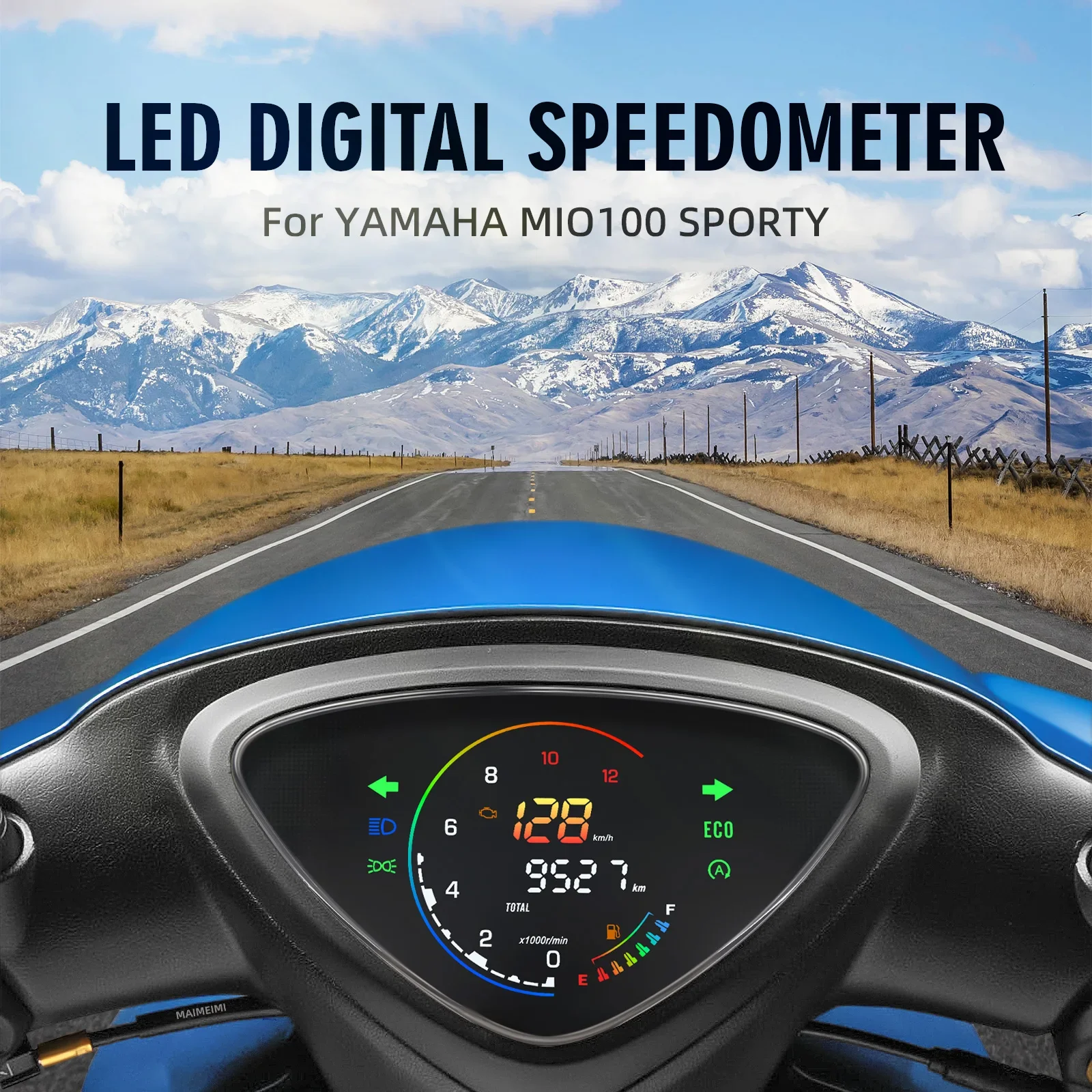 Speedometer Digital 0-12000R/min, instrumen sepeda Motor Dashboard Tachometer pengukur oli lampu sein untuk Yamaha mio100 sporty