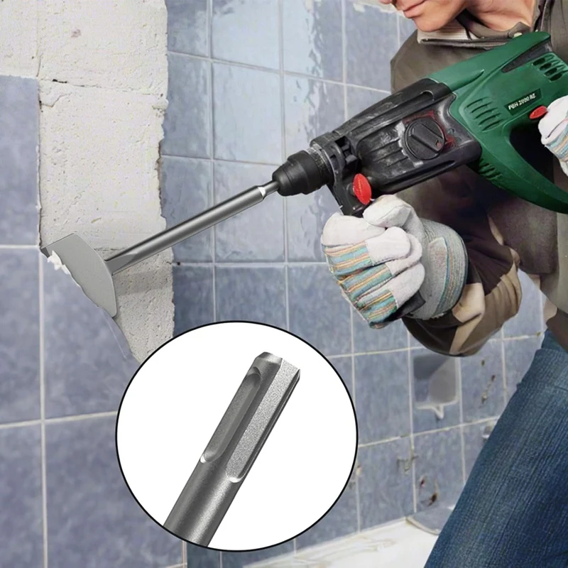 Cincel SDS Plus de 2 piezas, herramienta de extracción de azulejos doblados en ángulo de manivela y ancho de 3 pulgadas, Compatible con SDS Plus (3x10 pulgadas)