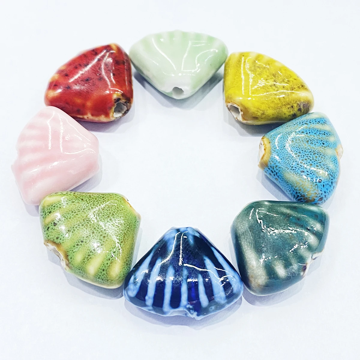 

22 Different Colors Fan Shape Ceramic Beads For Jewelry Making DIY