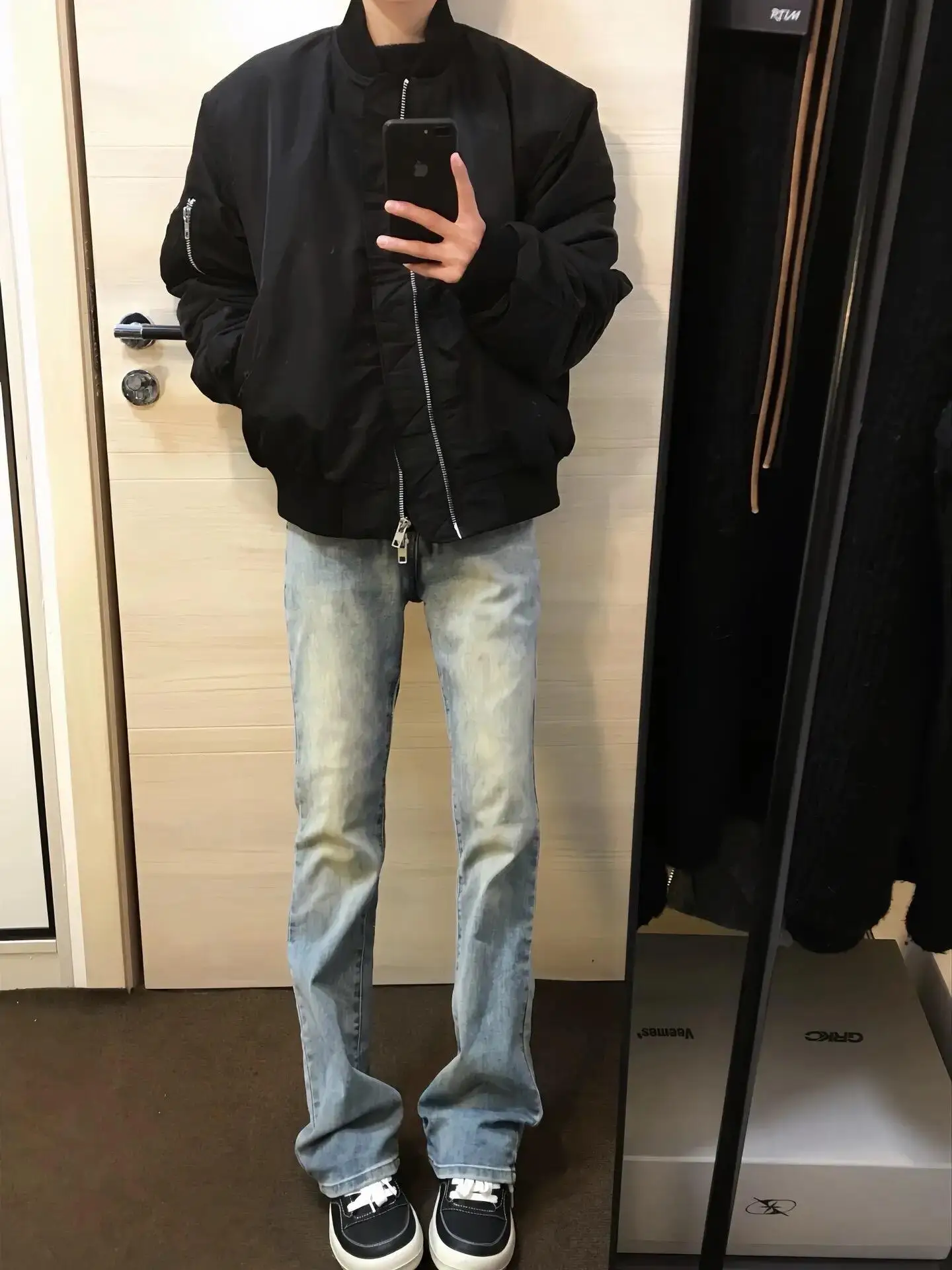 

Retro Blue Slim Fit Straight Leg Denim Jeans Men's Autumn Winter Fce Lined American Vibe Sle Jeans Slimming Micro Flared...