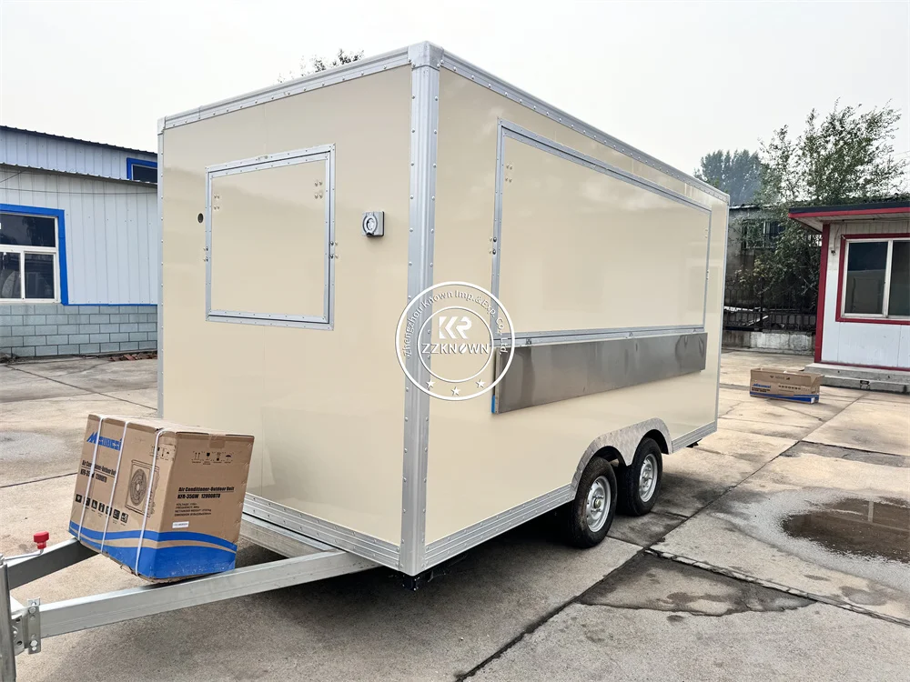 Hamburgertruck Mobiele barbecue-ijskar Mobiele keuken Voedselaanhangwagen Volledig uitgeruste Amerikaanse standaard mobiele fastfoodwagen