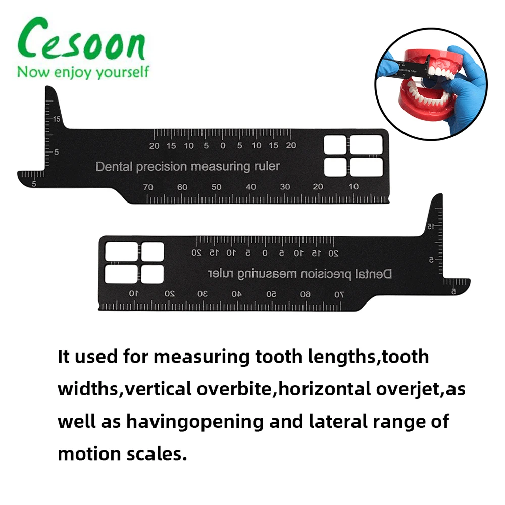 1 szt. Dentystyczna linijka precyzyjny pomiar narzędzie medyczne dwustronny pomiar odstępu między zębami dla stomatologii ortodoncji
