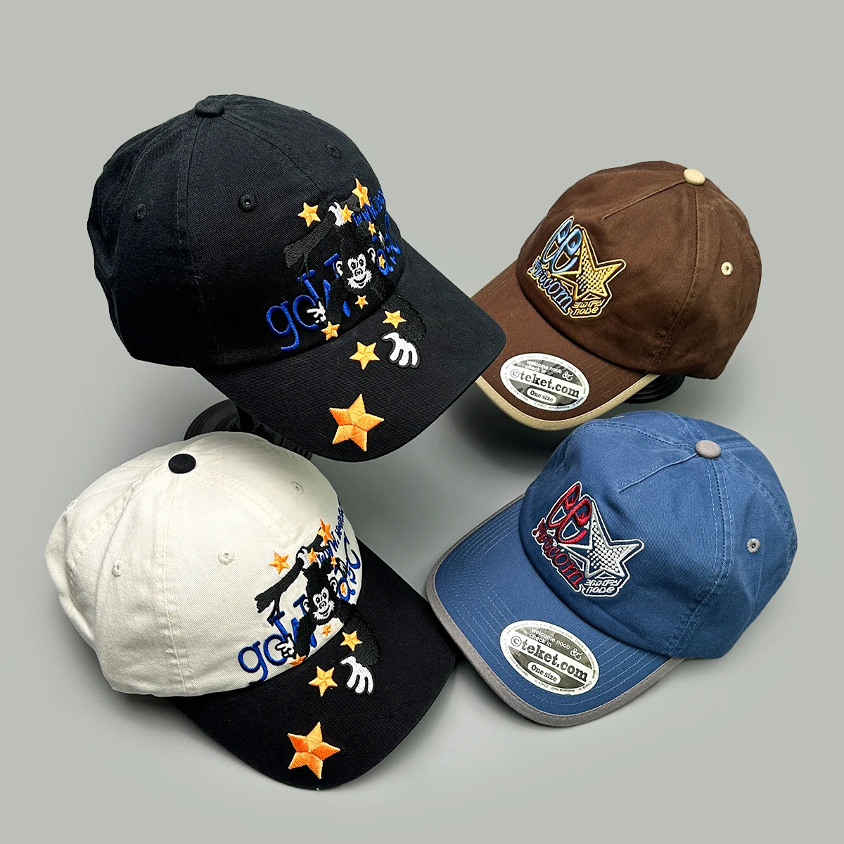 

Orangutan Star Letter Embroidery Baseball Hats Retro New Men Women Sunshade Personal Versatile Color Block Fashion Peaked Caps