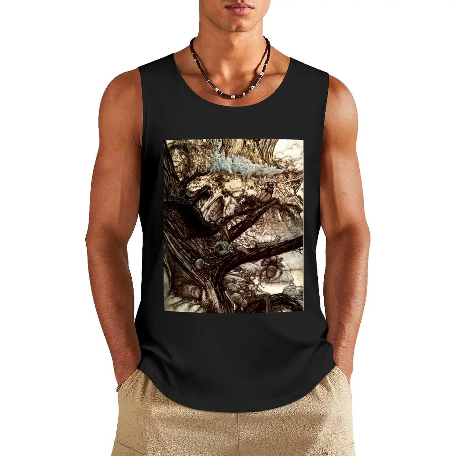 

Fairies and Forest Creatures - Arthur Rackham Tank Top Men's singlets Gym T-shirts for men