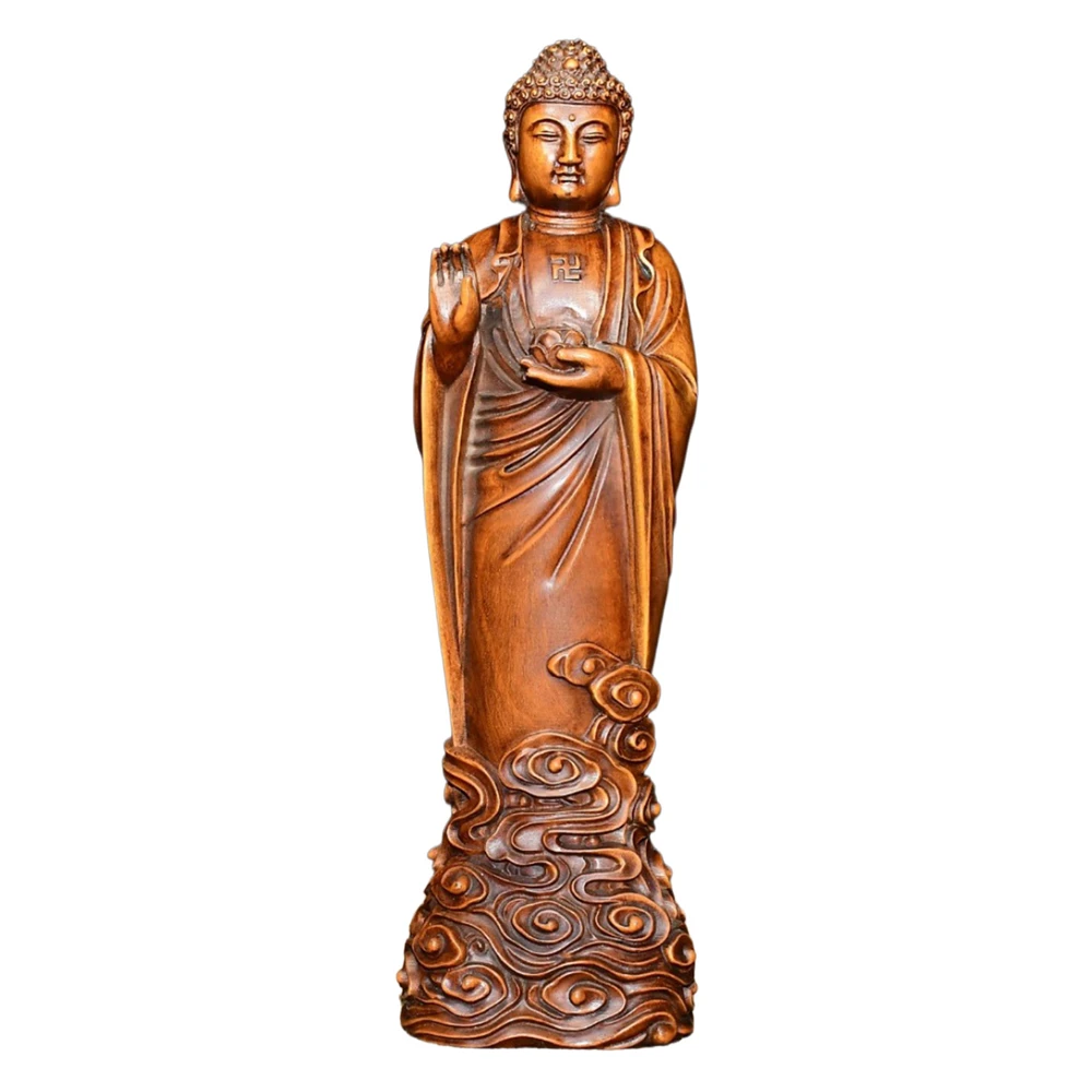 Figurine chinoise sculptée, Statue de bouddha sculptée en bois, décor sur pied, bénédiction de la paix, sagesse, Compassion, illumination, sérénité