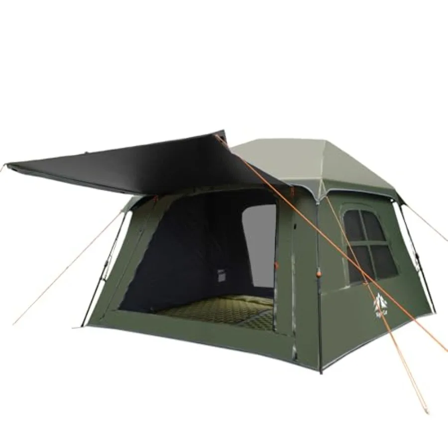 

4 Person Blackout Cabin Tent with Vestibule Rainfly Waterproof Instant Easy Setup Family Tent in Black for Outdoor Camping