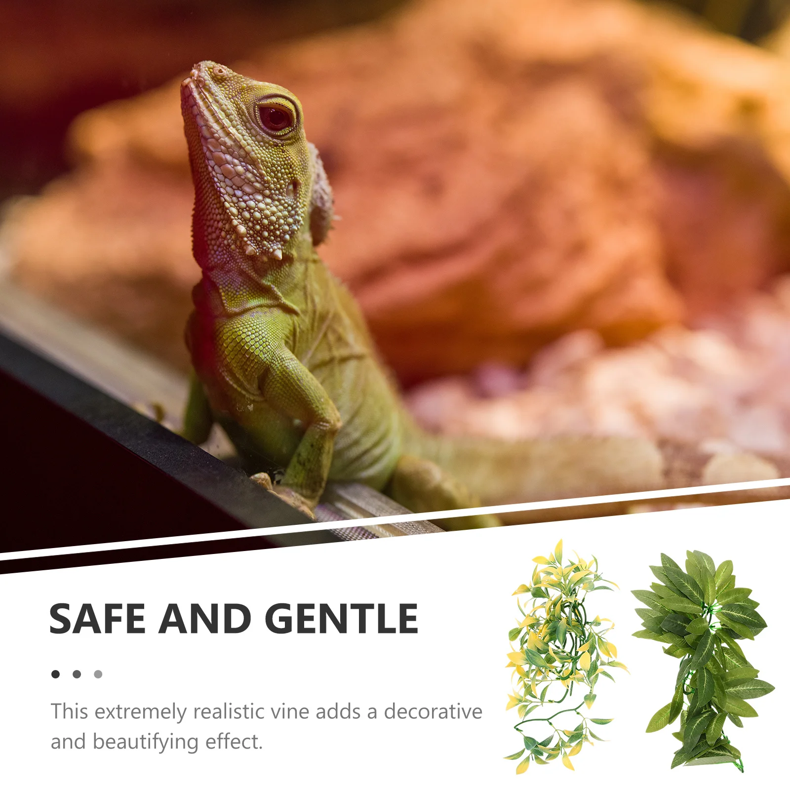 

3Pcs Artificial Plant Vine Decor Reptile Tank Accessories Easy Install Realistic Simulation Vines Long Lasting Use Fun Hiding