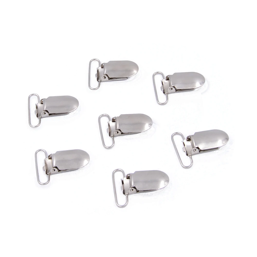 5pcs/lot Suspender Clips Rectangle Inserts Silver Tone Metal DIY Brace Accessories Hardware  15 20 25 30 35mm