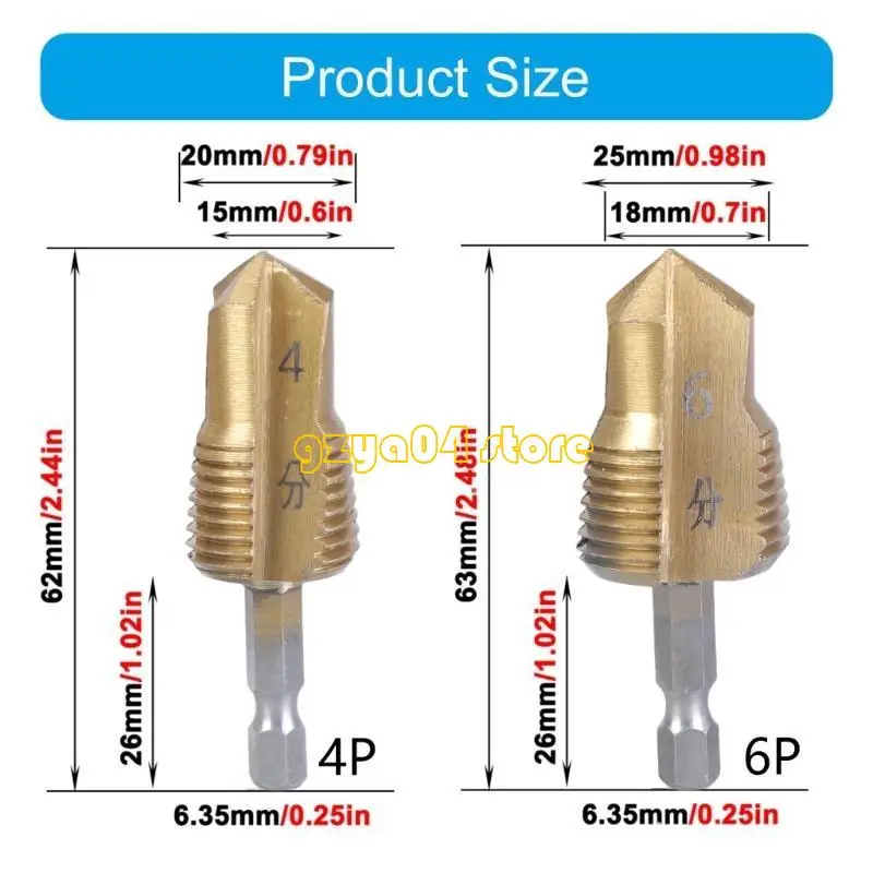 K3KD Pipe Lifting Stepped Drill Bit for 1/2" 3/4" Pipes 1/4 Shank