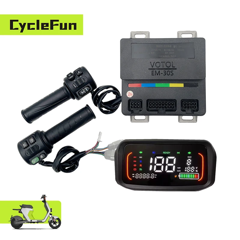 

VOTOL EM30S 500W-1.5KW 48V/72V Sine Wave Controller 40/120A With N7 One-lin Display And T08 Throttle For Electric Scooter E-bike