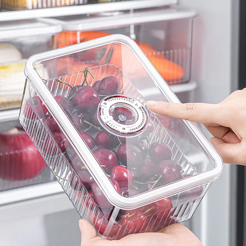 

Transparent Fridge Food Storage Timing Fresh Fridge Organizer Vegetable Fruit Food Storage Containers Pantry Kitchen Organizer