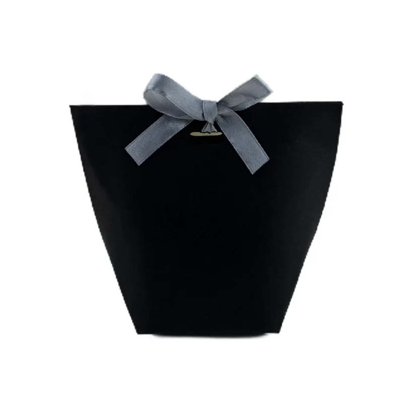 10/20Pcs Blank Kraft Papier Tasche Weiß Schwarz Candy Tasche Hochzeit Gefälligkeiten Geschenk Box Paket Geburtstag Party Dekoration taschen Mit Band – Detail 6