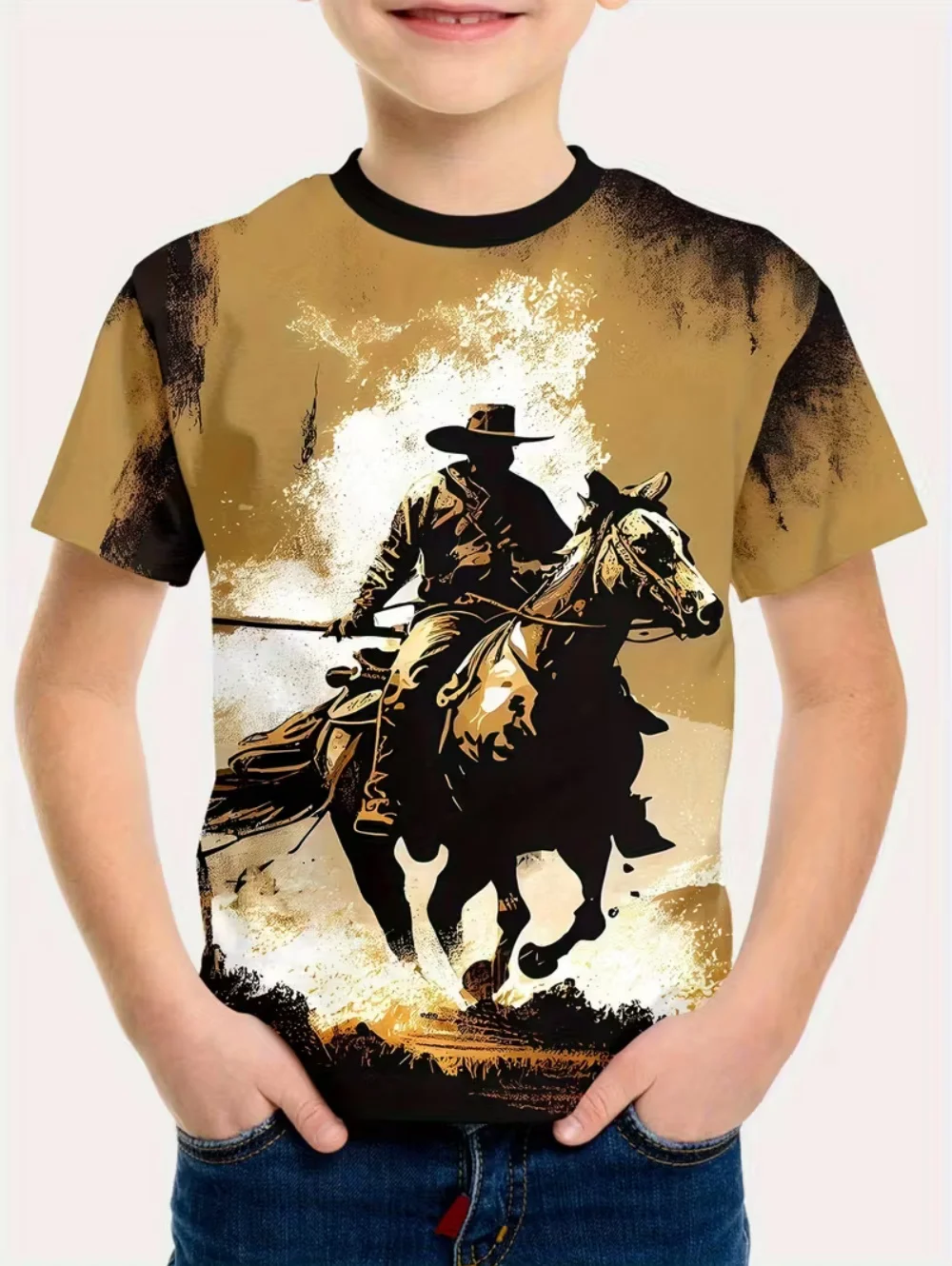 Children's Clothing Boys T-Shirt 3D Horse Print Short Sleeve Fashion Kids Summer Clothes Casual Child Girls Clothing O-Neck Tops