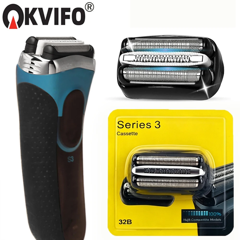 KVIFO 32B Replacement Head Compatible with Braun Series 3 3000s 3010s 3020s 3030s 300s 301s 310s 320s 330s Electric Shaver