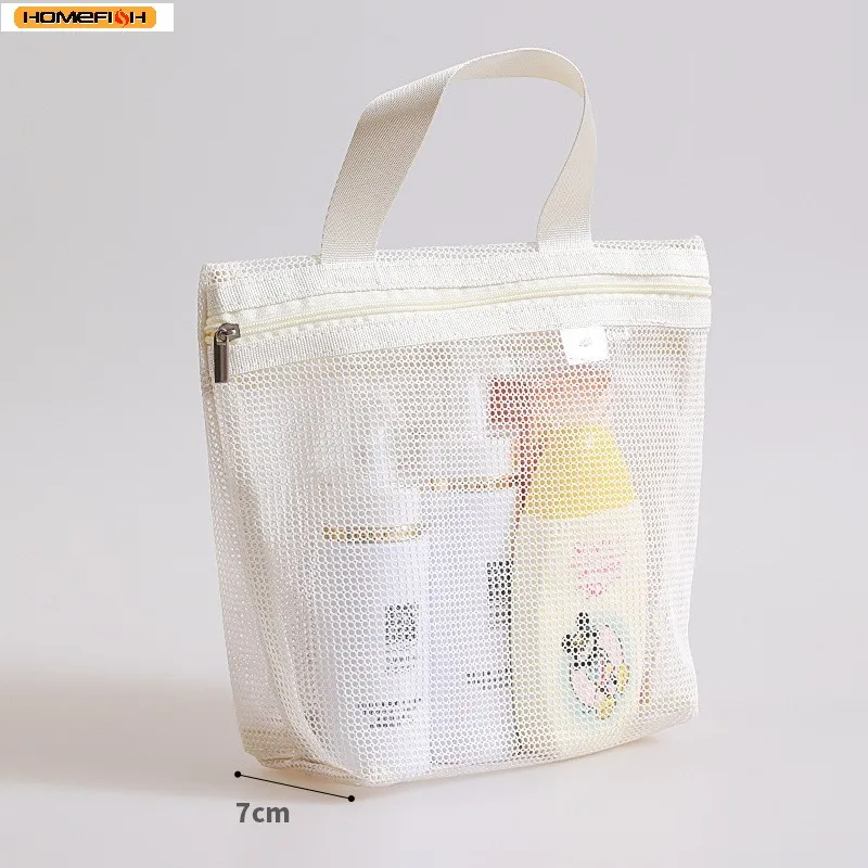 HOMEFISH Mesh Makeup Toiletry Storage Bags Handbags Portable Travel Washing Body Shower Tools Organizer Hanging Organizer Pouch