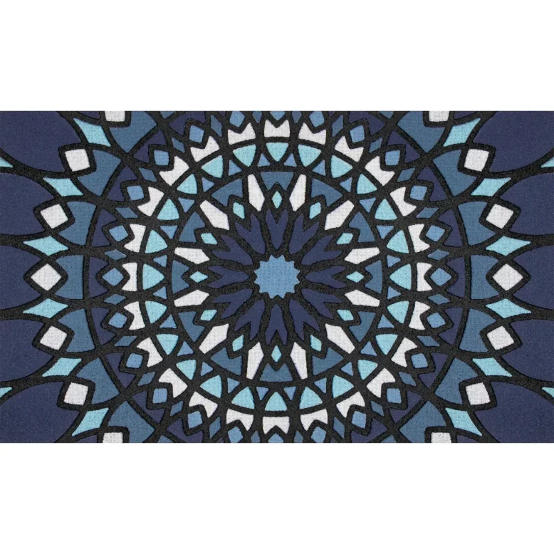 

new Blue Medallion Rubber Doormat, 18" x 30"-Home