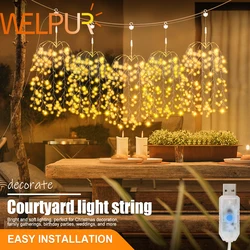 Solar Fireworks Lights Hanging Firecracker Light String  8 Lighting Modes for Halloween Party Christmas Decoration Ambient Light