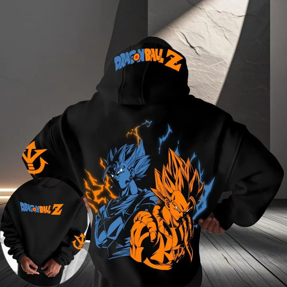 

2025 хит продаж, осенне-зимний новый свитер с капюшоном и принтом аниме Super Saiyan, мужской и женский модный уличный джемпер