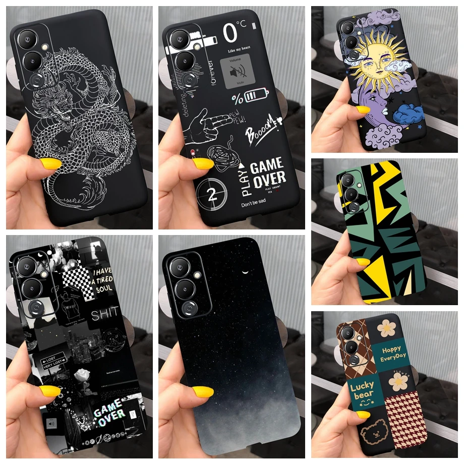 Für pova 4 pro pova4 telefon hülle weiches silikon luxus tpu fundas für tecno pova ld7 pova 4 pro lg8n coole schwarze matte stoßstangen kappen
