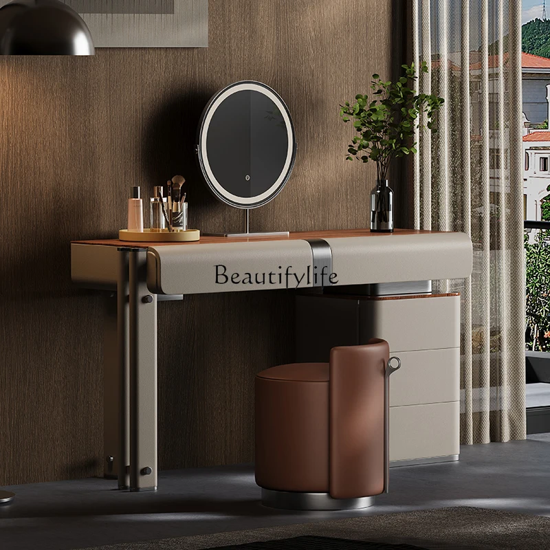 

ls 42 Italian minimalist dresser bedroom simple modern walnut solid wood makeup table