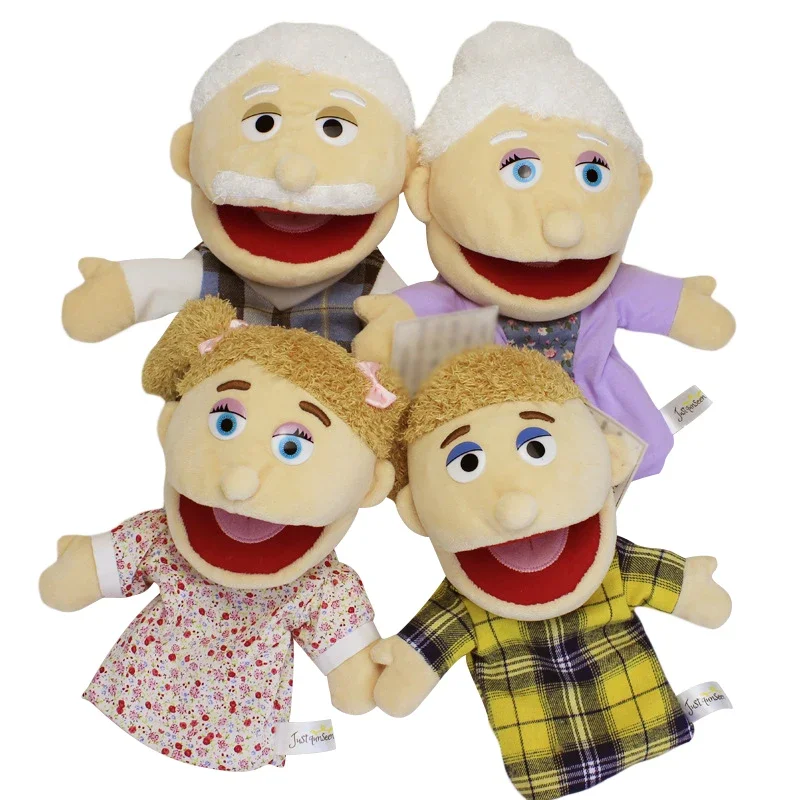 Lovely Family Hand Puppets Mouth Opening Plush Puppets Toys Role Playing Puppets For Children Storytelling Teaching Toys