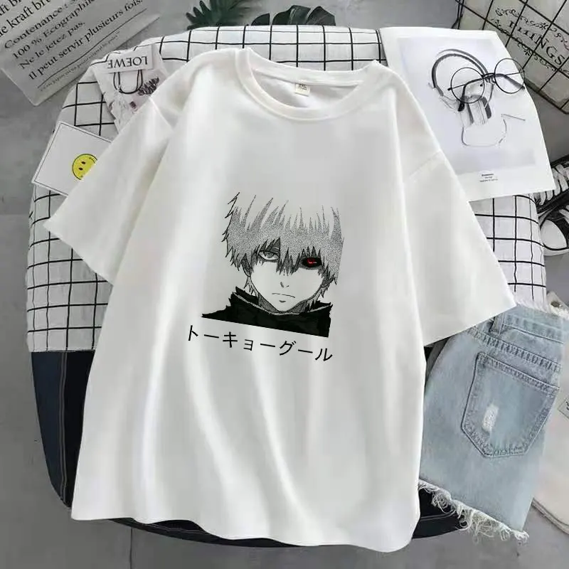 Oversized T-Shirt Men Women Cartoon Hot Japanese Anime Tokyo Ghoul Kaneki Ken Graphic Fashion Unisex Tshirt Summer Top Female