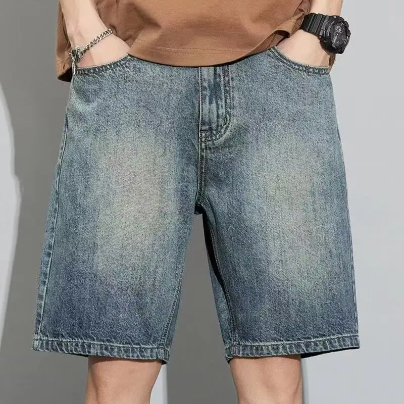 Straight Denim Pants Summer Mens Denim Breathable Shorts Thin Mid-Length Casual Workwear Camouflage Jeans for Men