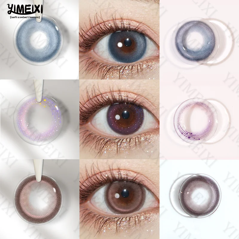 YIMEIXI 1 Pair Colorcon Coreano Lentes de Contato Coloridas para Olhos Azul Roxo Lentes Estudante Cor Cosméticos Macio Bonito Aluno