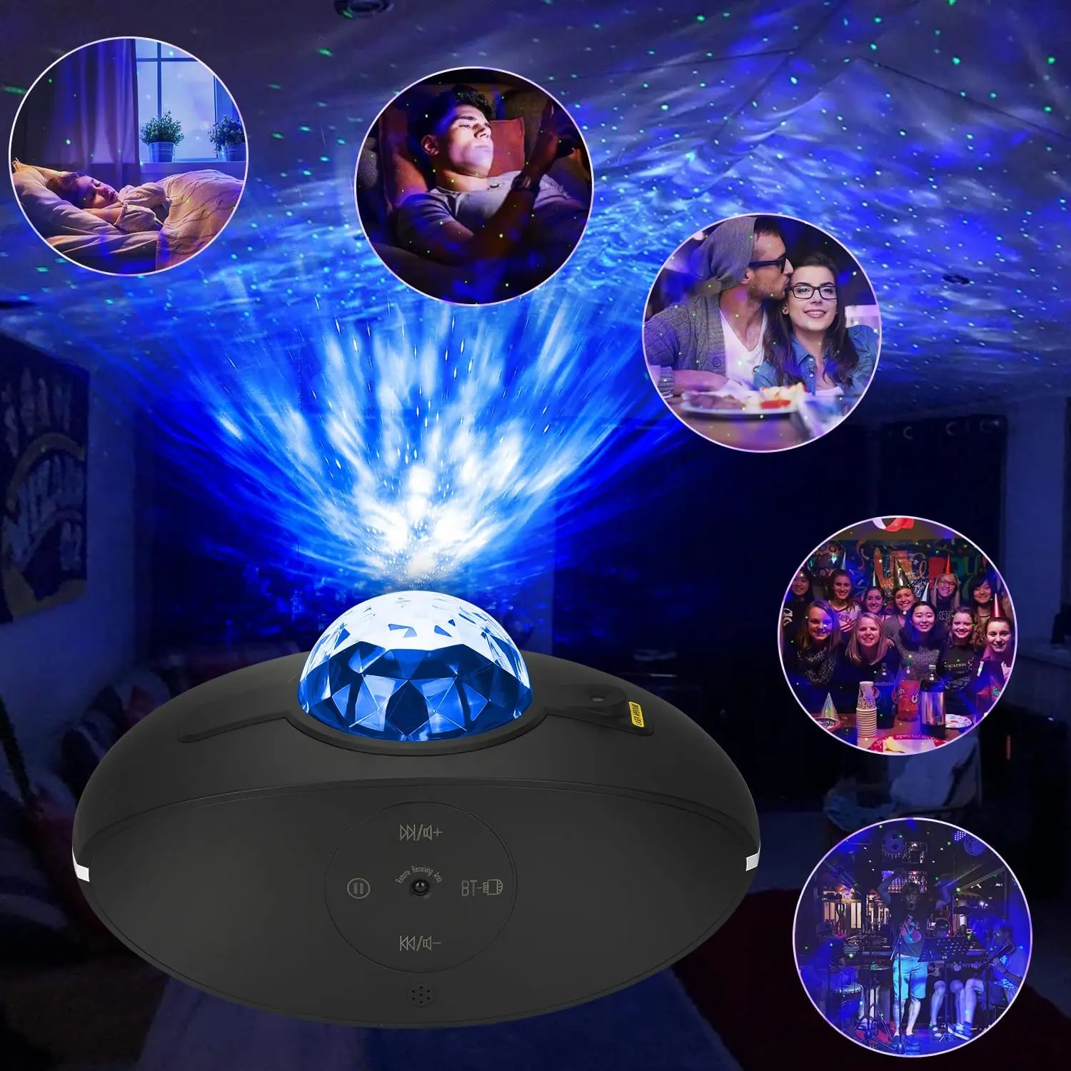 LED Aurora Star Projector Night lights with Remote Control Bluetooth Music Speaker Starry Sky Projection Lamp For Room Decor