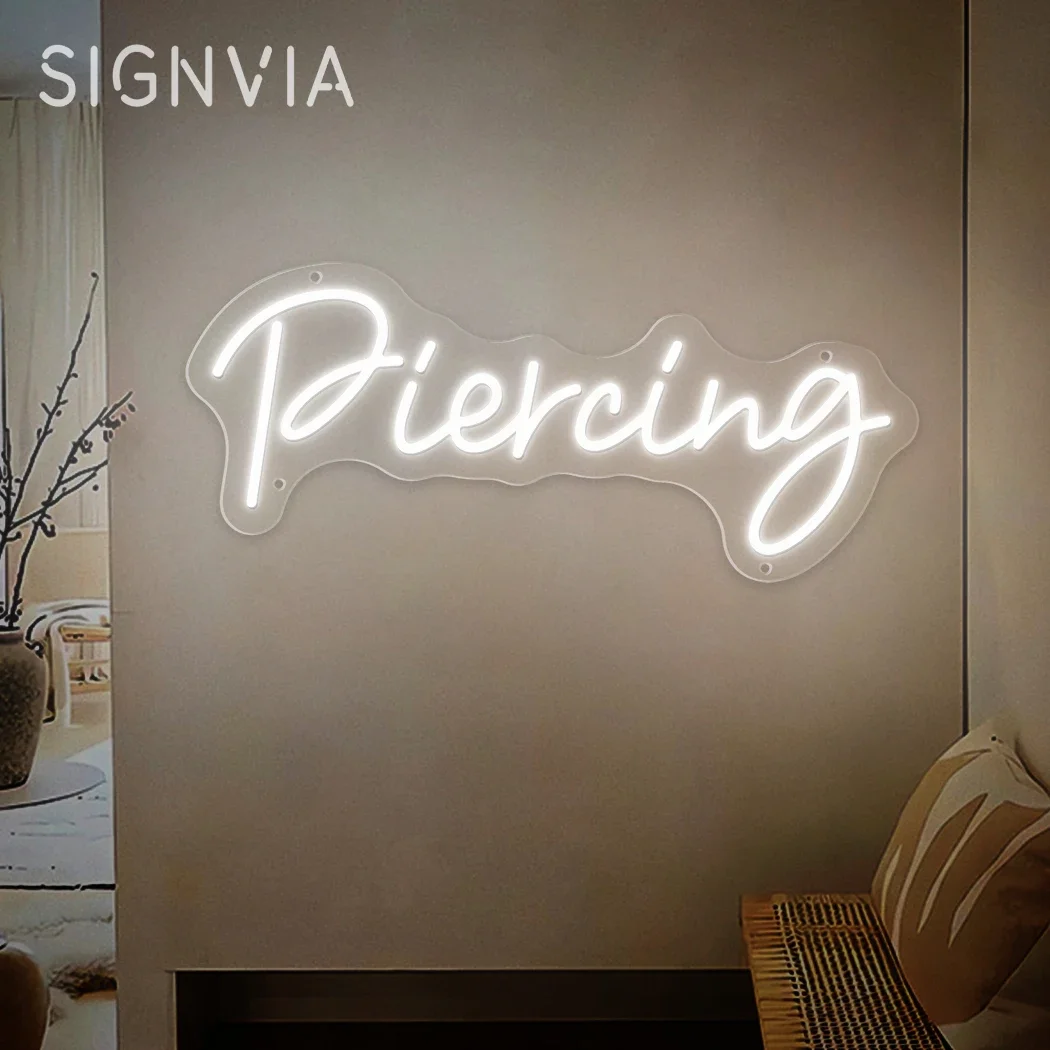 Piercing LED Neon Sign USB Powered Wall Mounted for Tattoo Studios Beauty Shops Body Piercing Business Stores Beauty SPA Lights
