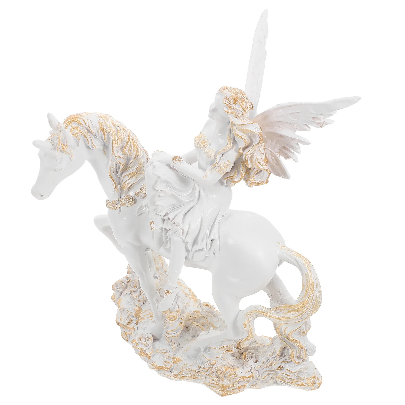 

1pcs Resin Angel Riding Horse Statue Home Garden Office Decor Living Room Dining Table Centerpiece Modern Abstract Sculpture