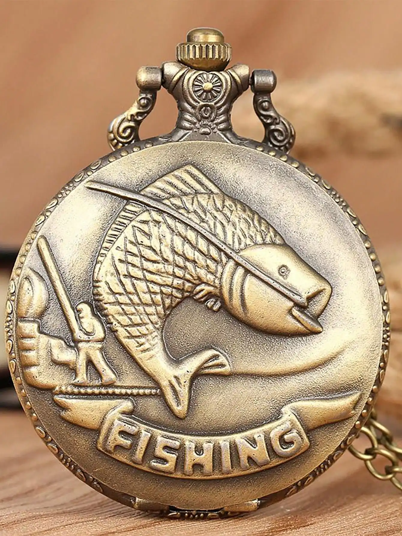 

1 шт. винтажные карманные часы для рыбалки на открытом воздухе, кварцевое ожерелье с маленькими рыбками, спортивные часы