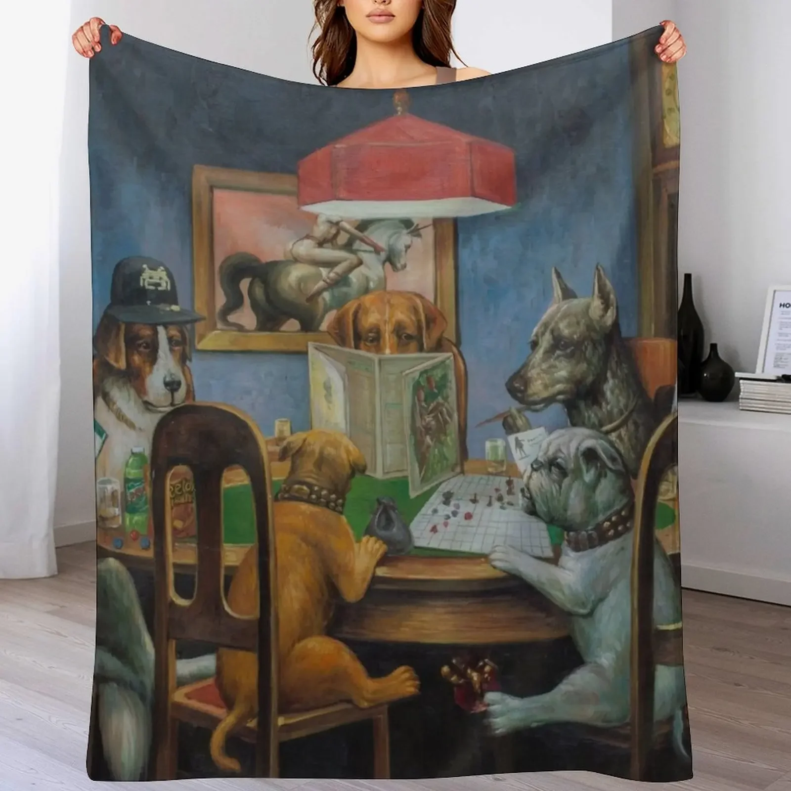 Dogs Playing D&D Throw Blanket Camping For Sofa Thin Retros cosplay anime Blankets