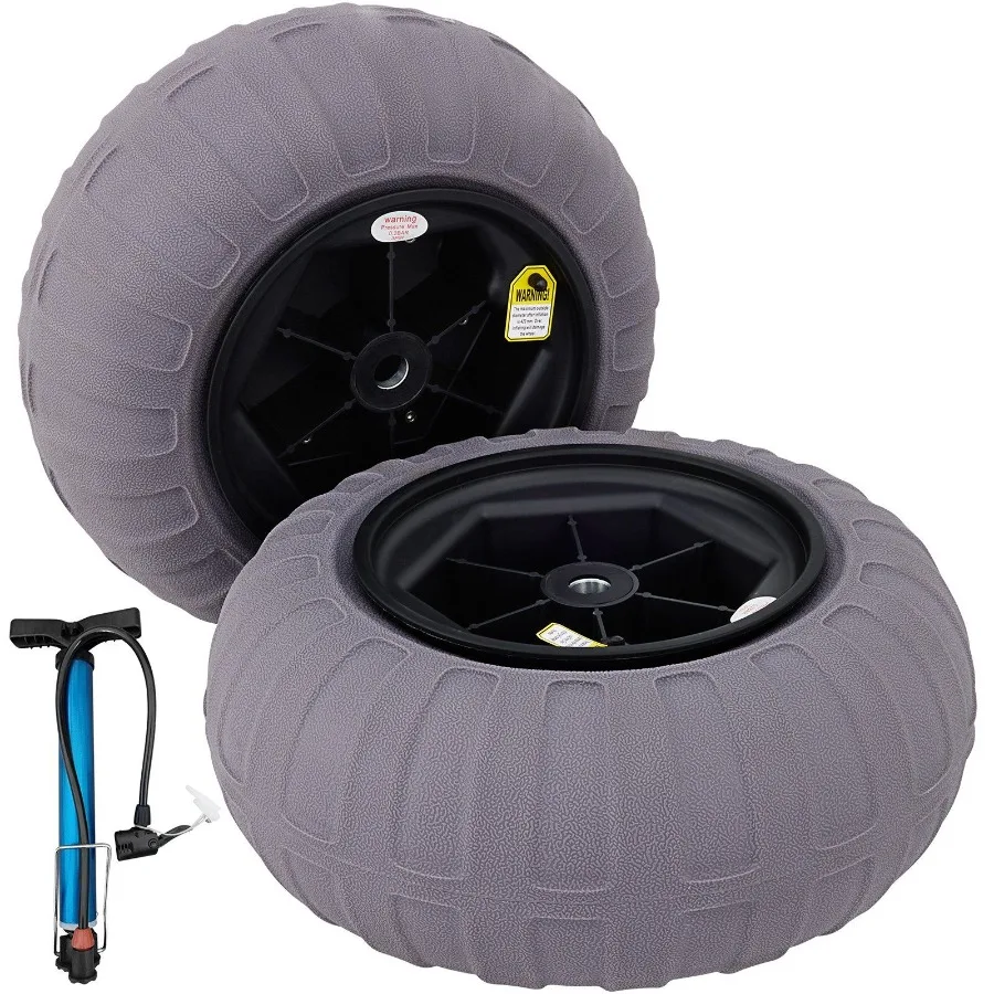 

Beach Balloon Wheels 15.7 Replacement Sand Tires TPU Cart Tires for Kayak Dolly Canoe Cart and Buggy w Free Air Pump 2Pack