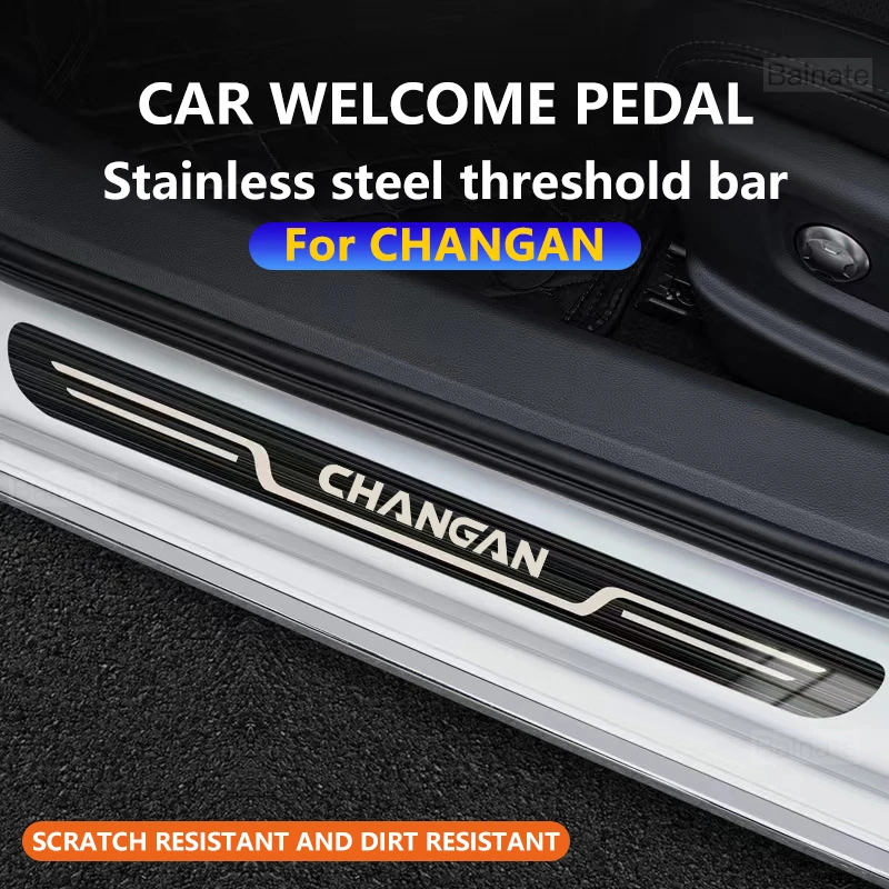 Car Stainless Steel Door Sill Scuff Plate For CHANGAN CS35 CS55 CS75 PLUS Eado UNI-K UNI-T Protecte Trim Threshold Accessories