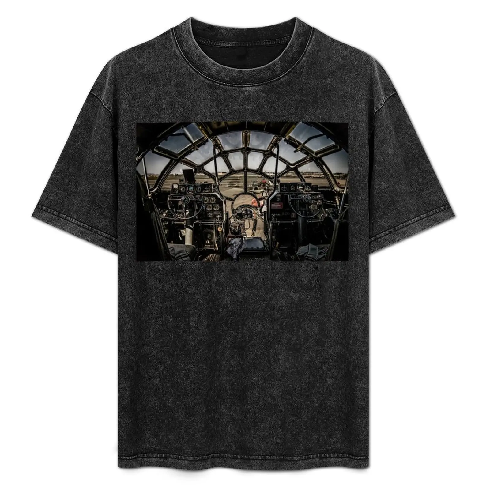 B-29 Superfortress Fifi Cockpit View T-Shirt Big Size Short Sleeve Casual Top