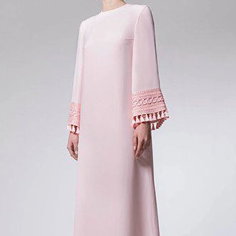 Robe de soirée élégante longue rose pour femmes, col rond, longueur rinçage, droite, fête de mariage, événements spéciaux, robe de cérémonie, nouveau, 2024