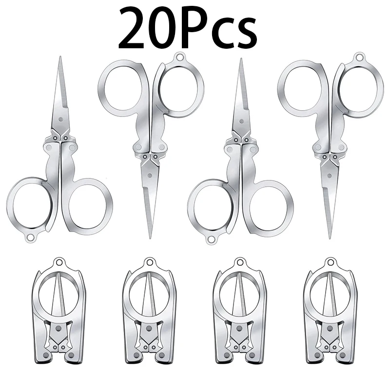 20Pcs Stainless Steel Small Scissors Folding Scissors Pocket Portable Foldable Travel Scissors Tiny Mini Craft Cutter