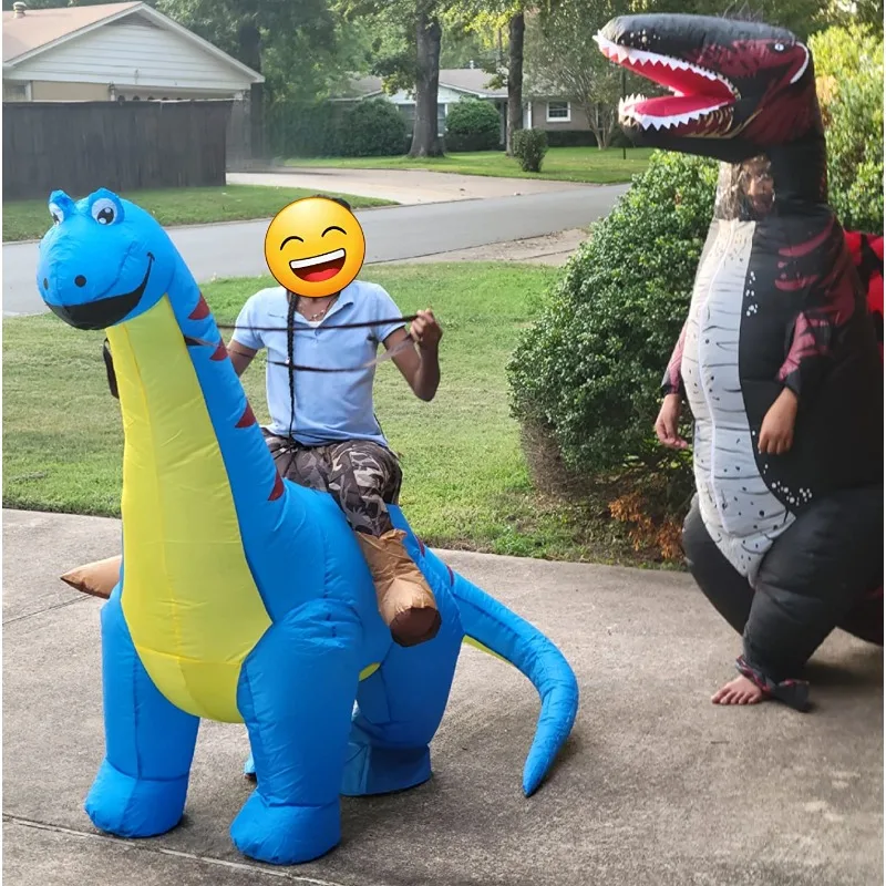 

Dinosaur Cosplay Inflatable Costume Riding Diplomocus Tyrannosaurus Rex Inflatable Set Halloween Dinosaur Themed Party Outfit