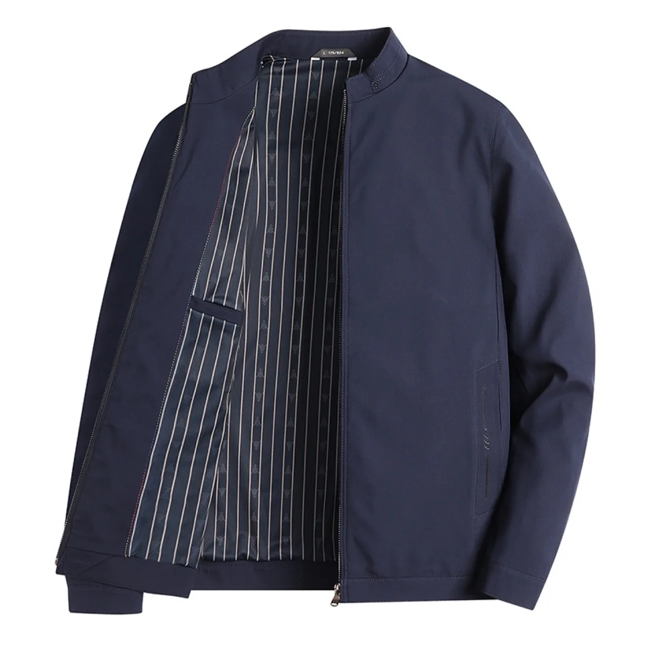 

Мужская тонкая куртка Slim Fit 8808 с высоким воротником в полоску, весенне-осенняя повседневная модная верхняя одежда для мужчин среднего и старшего возраста