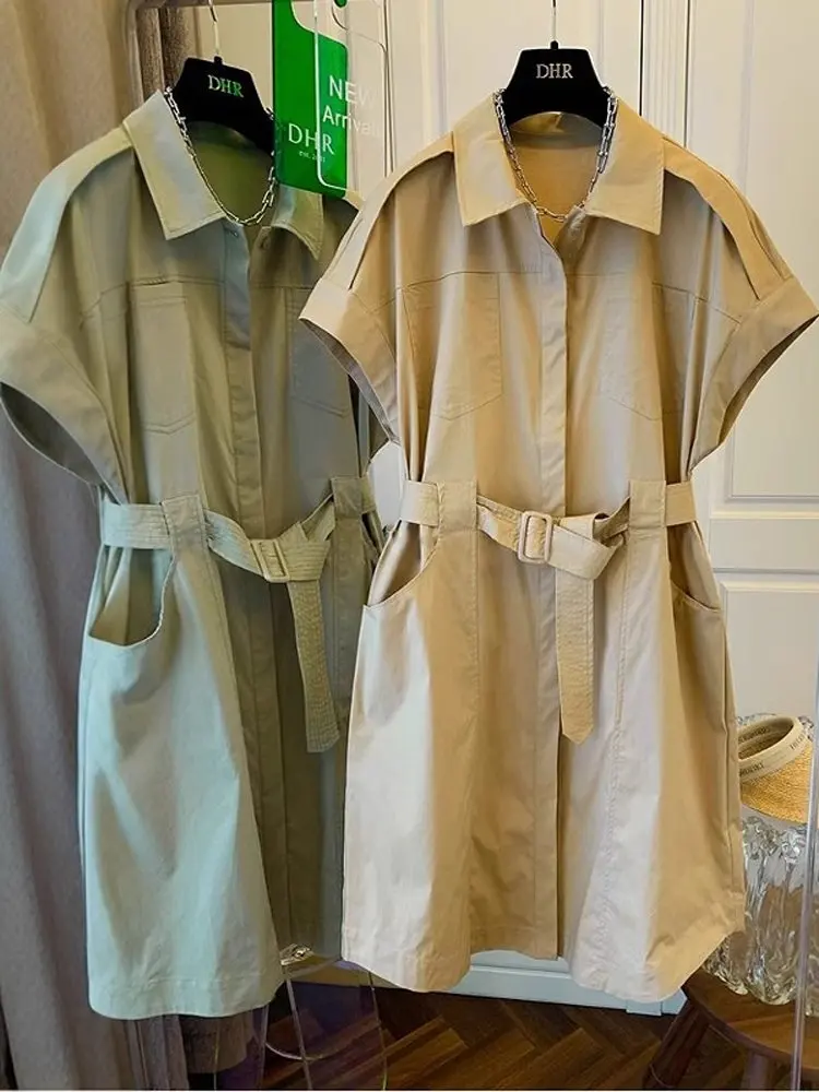 Vestido estilo retro con cinturón de trabajo, diseño de patchwork, talla ande, diseño adeazante, falda de línea A de cint...