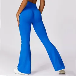 Calças de Yoga Seamless Flare para Mulheres, Leggings Alargamento, Cintura Alta, Perna Larga, Treino De Ginástica, Fitness, Esportes, Flare, Calças De Dança