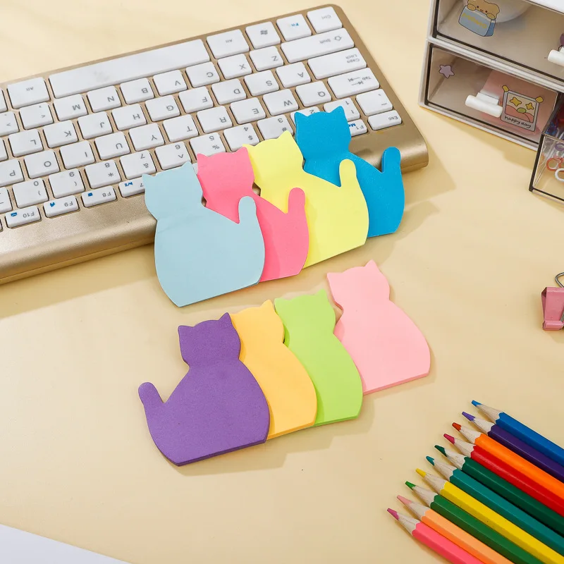 Shaped Sticky Notes for Students, Simple Japanese Style Reusable Sticky Notes, Study Memo Pads, Wholesale Stationery