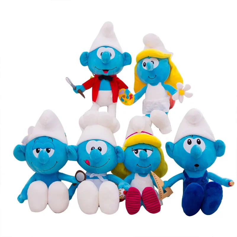 Disney 40cm Smurfs Painter Engineer Chef Modeling Plush Toys Cartoon Anime Plush Toy Children's Birthday Gifts