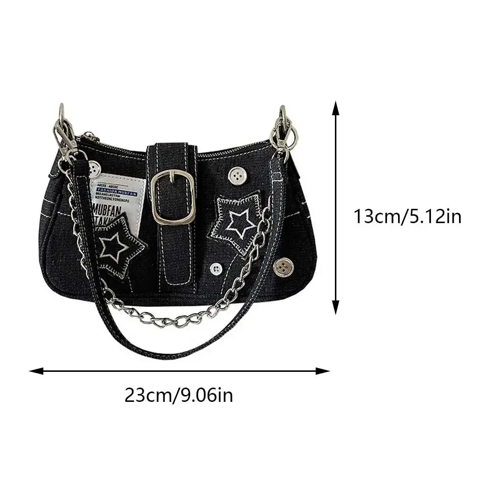 Sac à main fourre-tout Style Cool pour femmes, grande capacité Y2K Star Denim, sac sous les bras Vintage, sac à aisselles couleur unie, sac de transport Simple