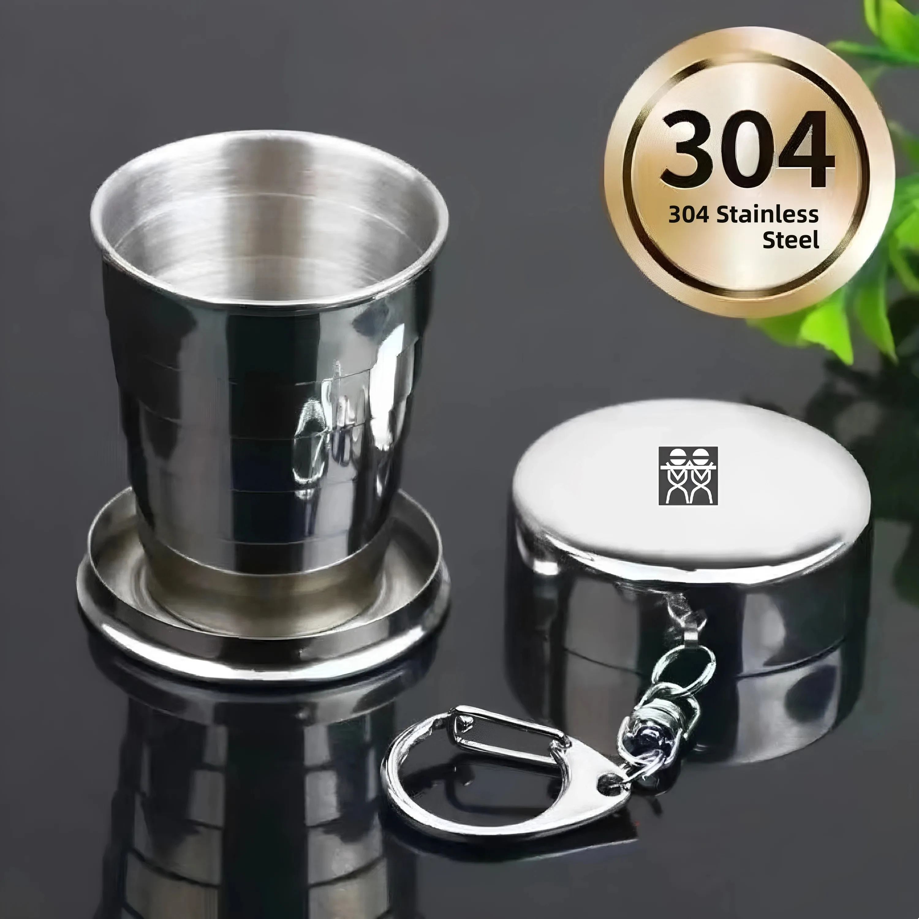 Portable Collapsible Stainless Steel Cup Stackable Water Cup Wine Glass On-The-Go Cup Ins Style One-Click Opening And Closing